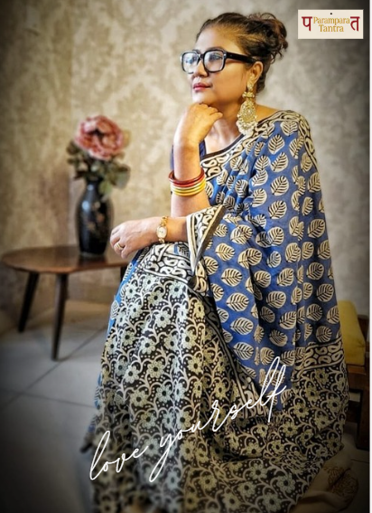 Mulmul pure cotton Sarees block print with blouse. Lightweight, easy to drape . Comfortable all day .