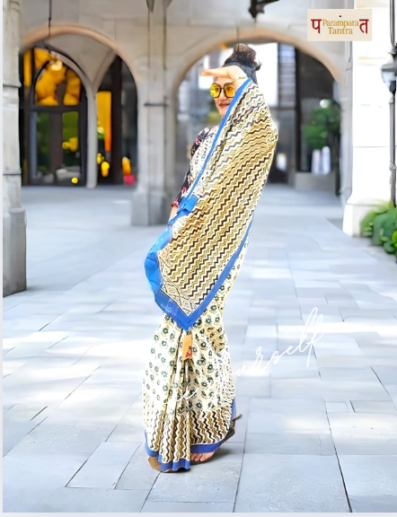 Mulmul pure cotton Sarees block print with blouse. Lightweight, easy to drape . Comfortable all day .