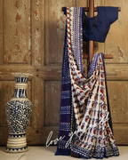 Mulmul pure cotton Sarees block print with blouse. Lightweight, easy to drape . Comfortable all day .
