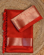 Banarasi Organza Saree with Zari with blouse: Easy to drape and comfortable to wear.