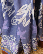 Light Purple Pure Chanderi Silk Saree with Elegant White Prints and Zari Border –  100% Handloom silk| Blouse Piece Included