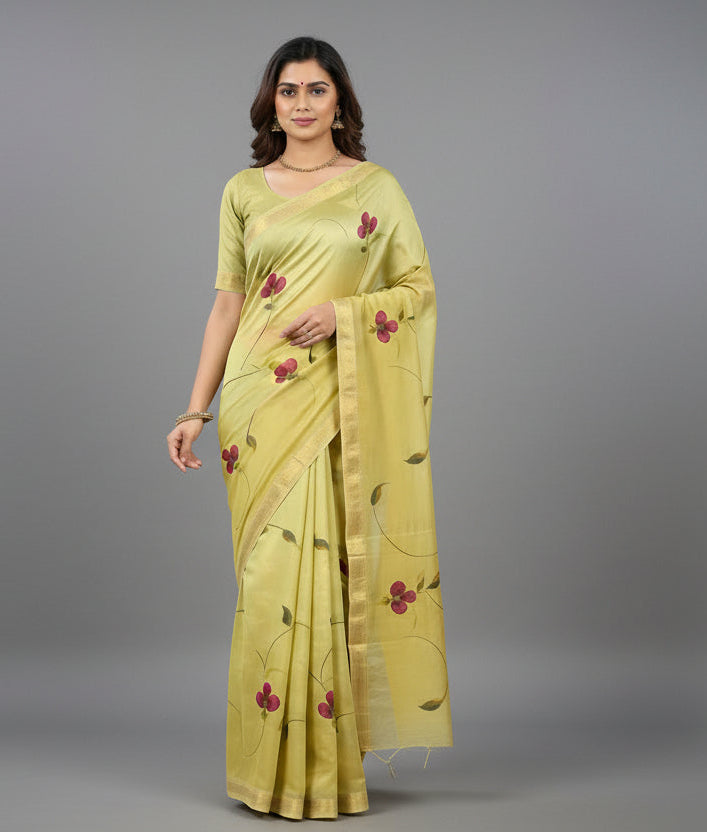 Maheshwari Handloom Silk Saree with blouse – 100% Pure Silk. Lightweight, easy to drape . Comfortable all day .
