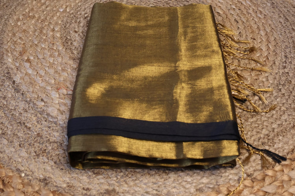 Handloom cotton Tissue Zari with blouse. Lightweight, comfortable all day. Easy to drape.