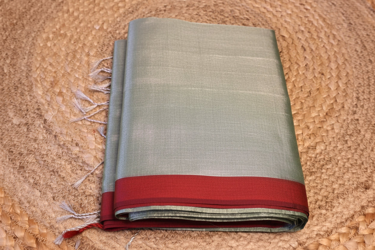 Handloom cotton Tissue Zari with blouse. Lightweight, comfortable all day. Easy to drape.