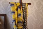 Beautiful Sky Blue Maheshwari Handloom Saree with White design and yellow  Silk Zari – 80% Silk, 20% Cotton (Cotton Silk) – Comes with Matching Blouse Piece
