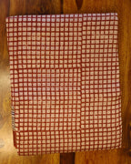 Classy Maheshwari Handloom Cream Saree with Brick red Cheques  and Silk Zari – 80% Silk, 20% Cotton (Cotton Silk) – Comes with Matching Blouse Piece