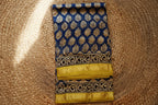 Beautiful Sky Blue Maheshwari Handloom Saree with White design and yellow  Silk Zari – 80% Silk, 20% Cotton (Cotton Silk) – Comes with Matching Blouse Piece
