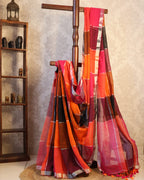 Pure Linen  Saree with blouse – Elegant, Professional & Handwoven Light weight easy to drape. Comfortable all day .