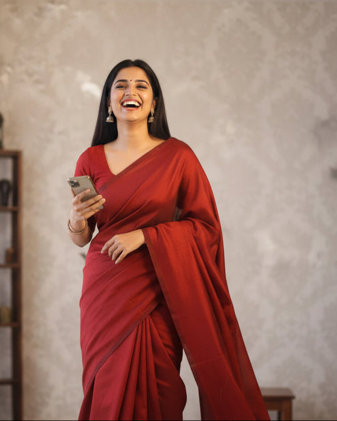 Formal Sarees with blouse & blend of fabric is 70% cotton, 30% acrylic. Light weight easy to drape. Comfortable all day .