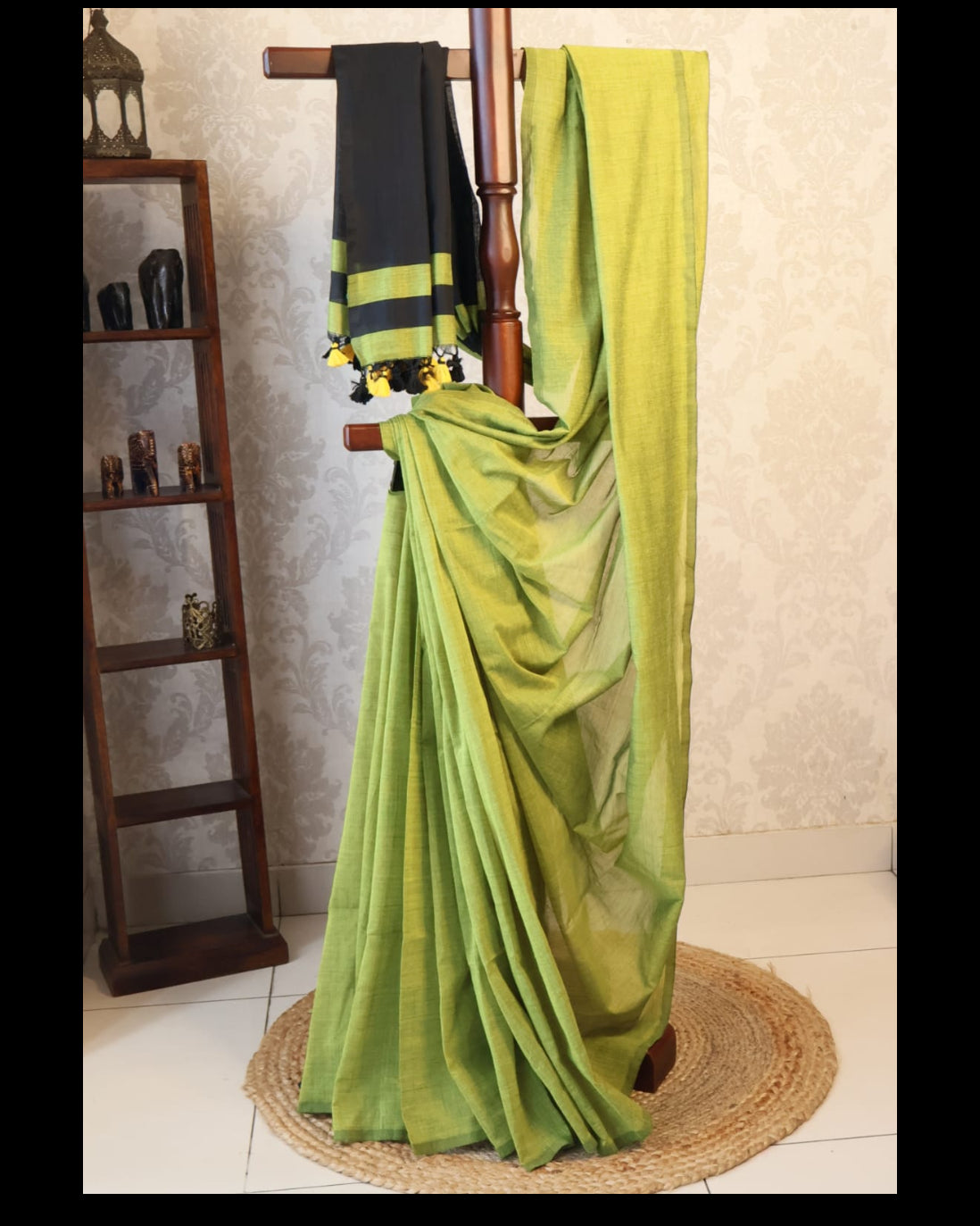 Formal Sarees with blouse & blend of fabric is 70% cotton, 30% acrylic. Lightweight Maheshwari and comfortable, easy to drape .Comfortable all day .