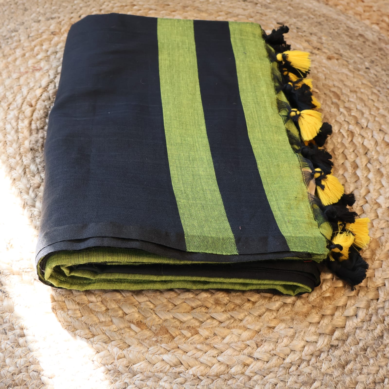 Formal Sarees with blouse & blend of fabric is 70% cotton, 30% acrylic. Lightweight Maheshwari and comfortable, easy to drape .Comfortable all day .