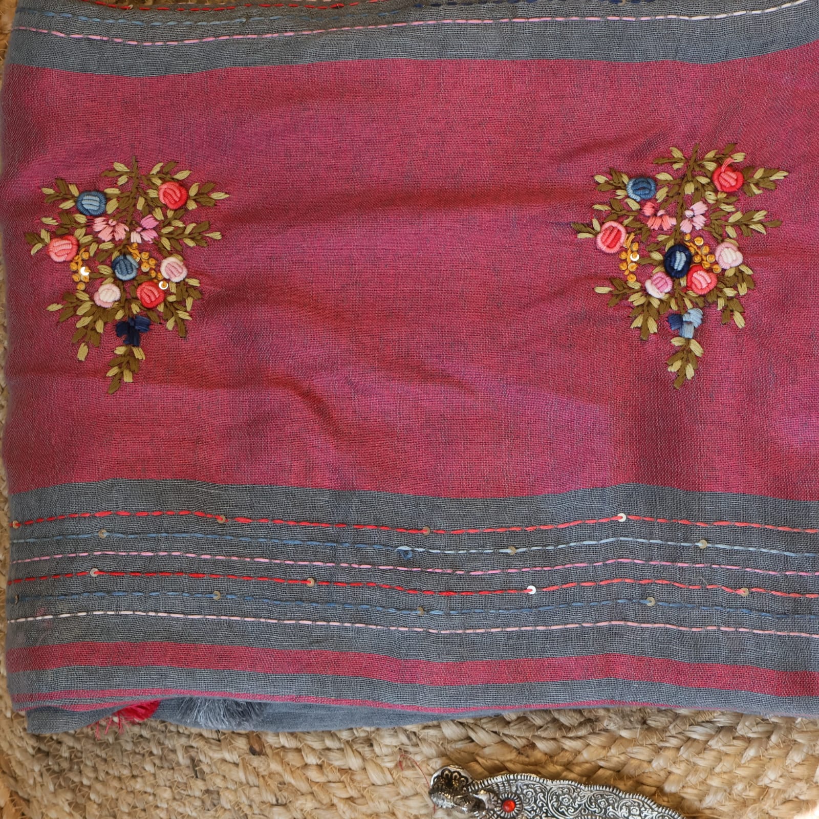 Pure Linen  Saree with blouse – Elegant, Professional & Handwoven. Light weight easy to drape. Comfortable all day .