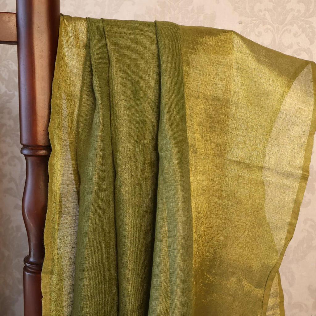 Pure Linen  Saree with blouse – Elegant, Professional & Handwoven. Light weight easy to drape. Comfortable all day .