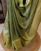 Pure Linen  Saree with blouse – Elegant, Professional & Handwoven. Light weight easy to drape. Comfortable all day .