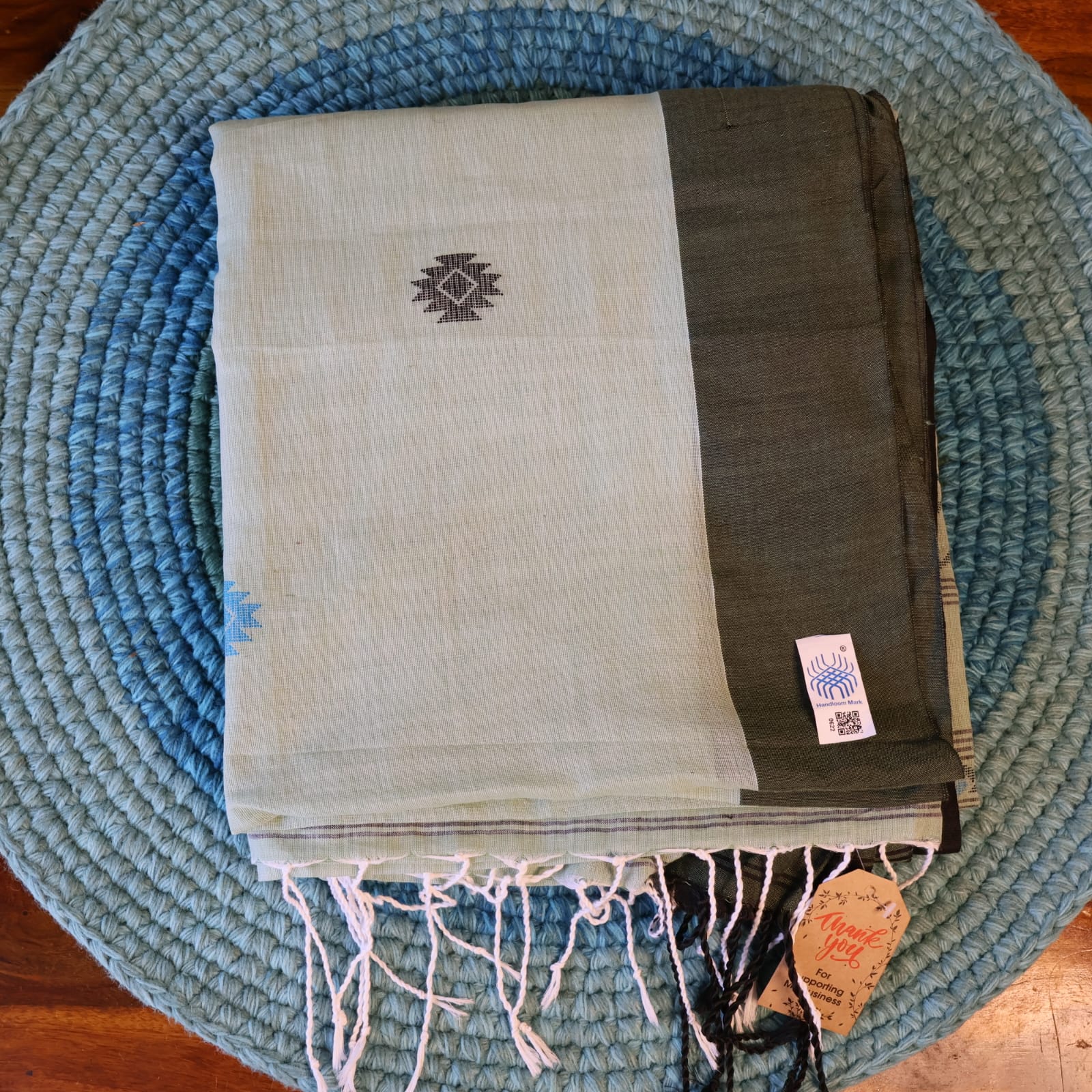 Pure Khadi Jamdani cotton Saree with blouse – Elegant, Professional & Handwoven, Light weight easy to drape. Comfortable all day .