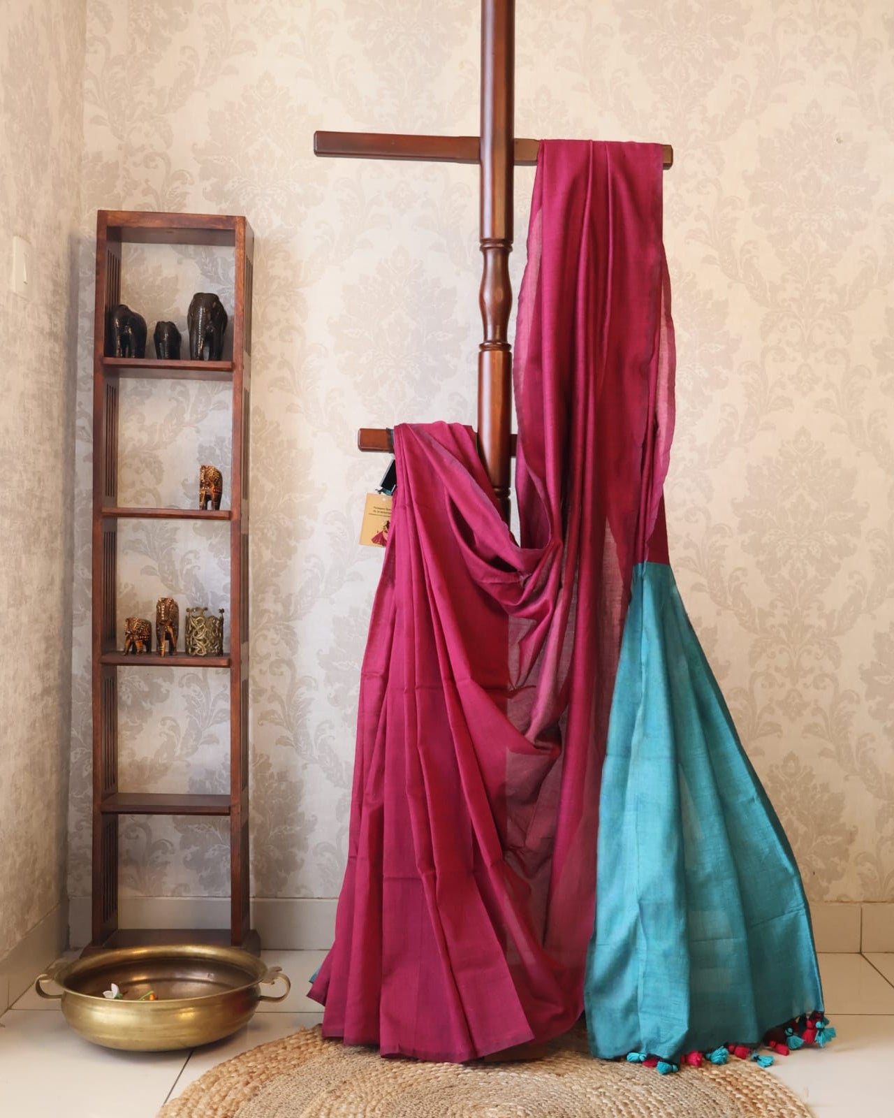 Formal Sarees with blouse & blend of fabric is 70% cotton, 30% acrylic. Light weight easy to drape. Comfortable all day .