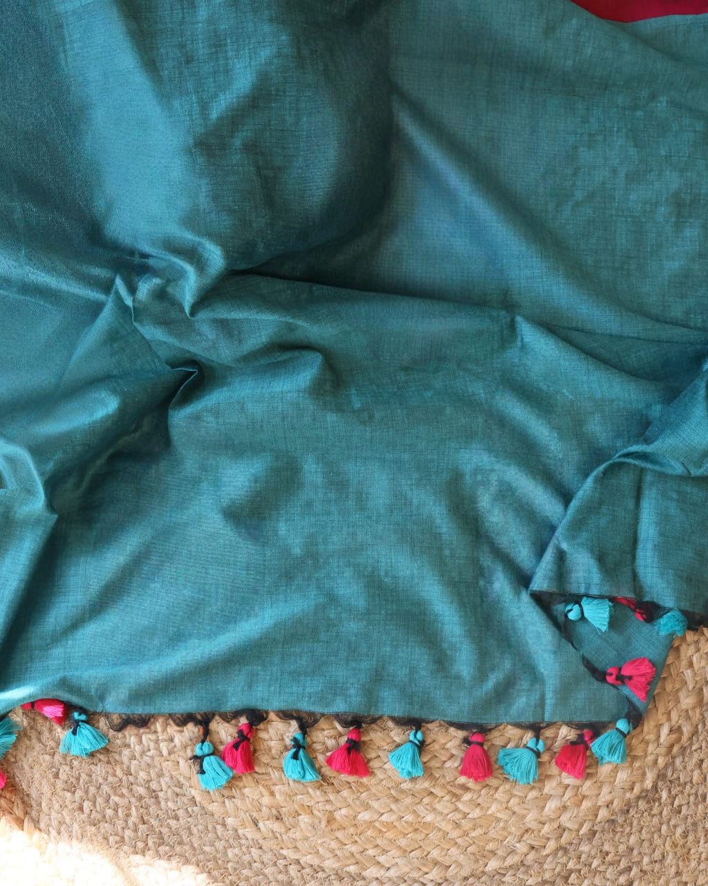 Formal Sarees with blouse & blend of fabric is 70% cotton, 30% acrylic. Light weight easy to drape. Comfortable all day .