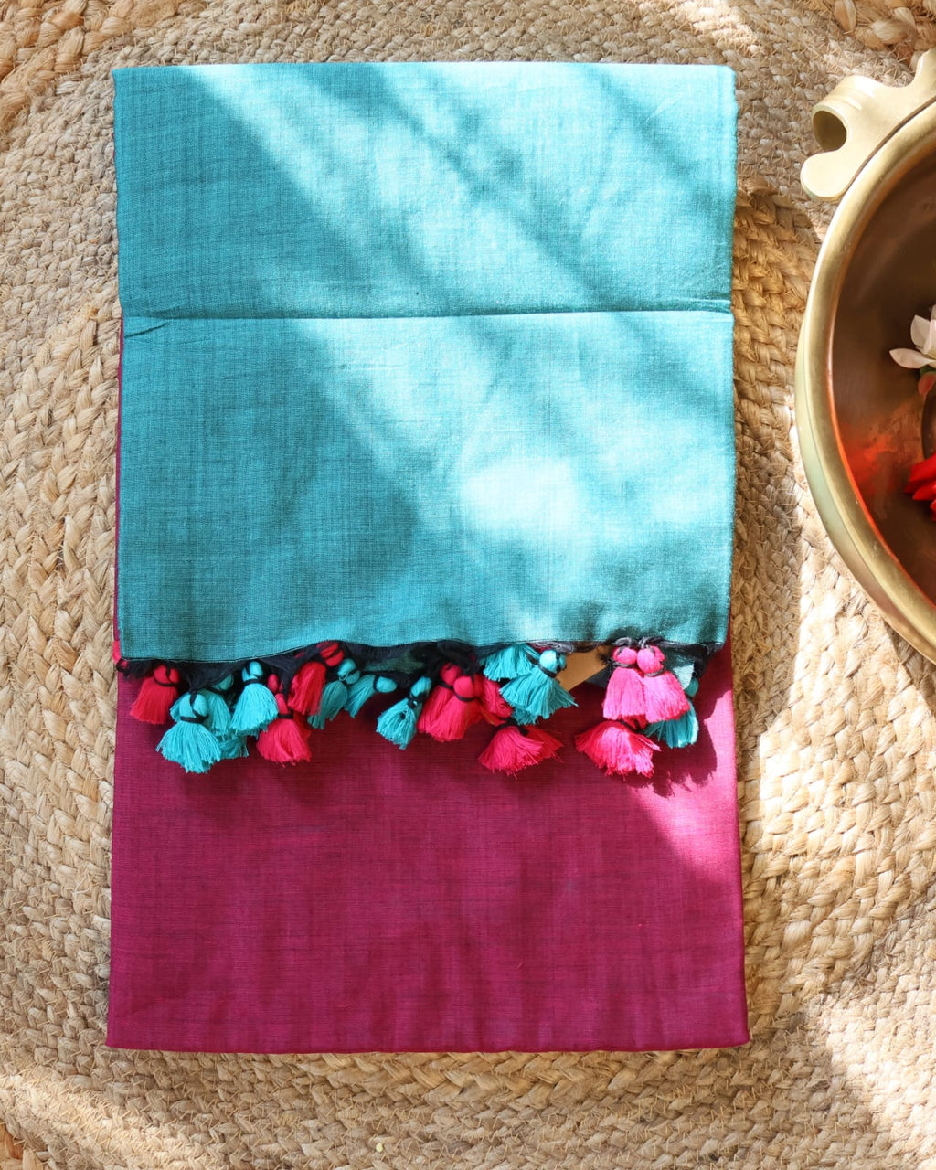 Formal Sarees with blouse & blend of fabric is 70% cotton, 30% acrylic. Light weight easy to drape. Comfortable all day .