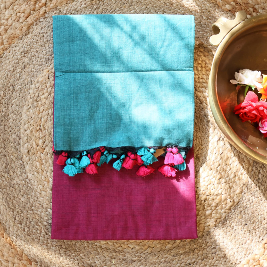 Formal Sarees with blouse & blend of fabric is 70% cotton, 30% acrylic. Light weight easy to drape. Comfortable all day .