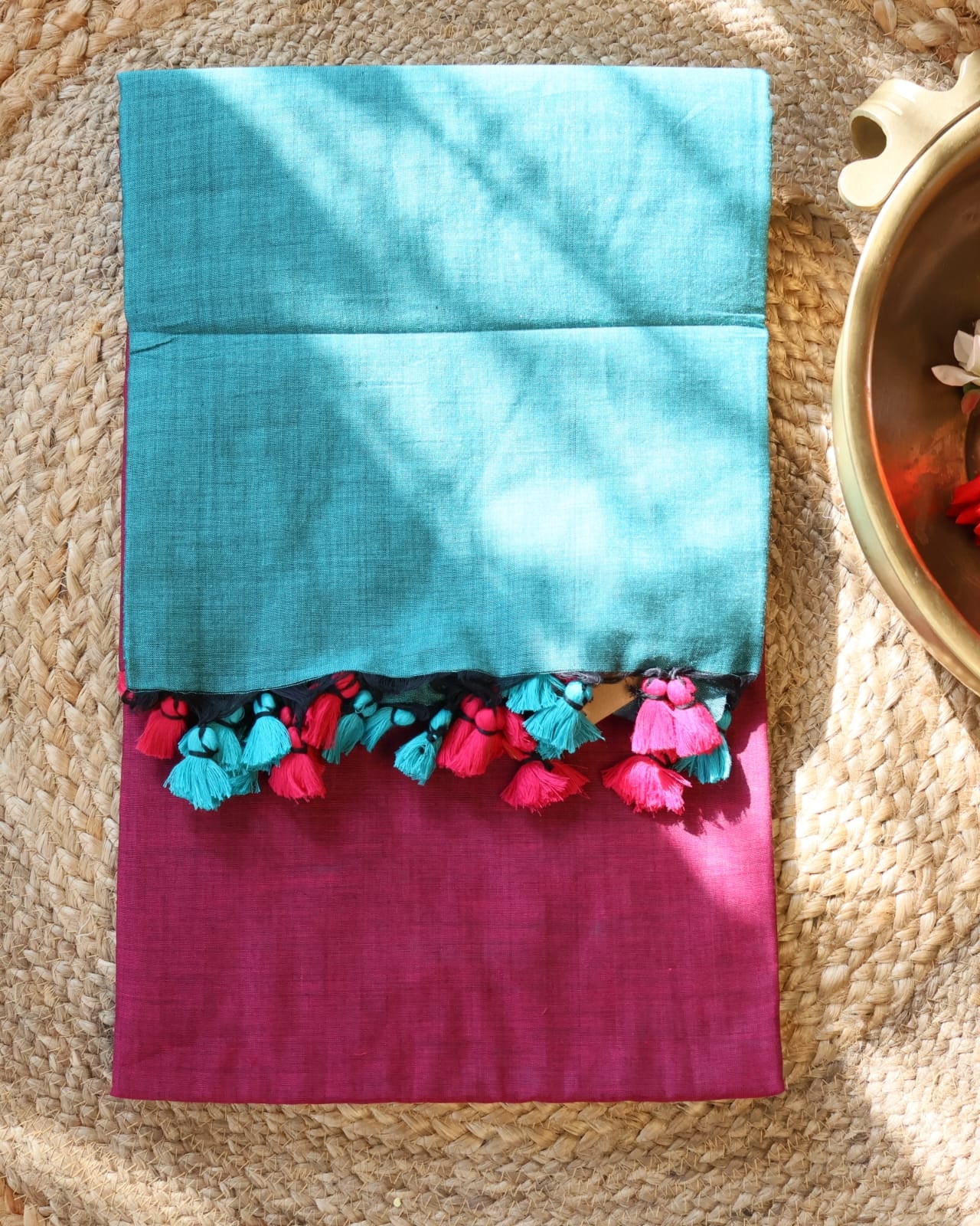 Formal Sarees with blouse & blend of fabric is 70% cotton, 30% acrylic. Light weight easy to drape. Comfortable all day .