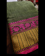 Pure Dhaniakhali Khadi Cotton Saree  with blouse – Elegant, professional & handwoven, light weight easy to drape. Comfortable all day.