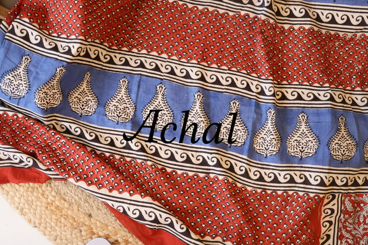 Mulmul pure cotton Sarees block print with blouse. Lightweight, easy to drape . Comfortable all day .