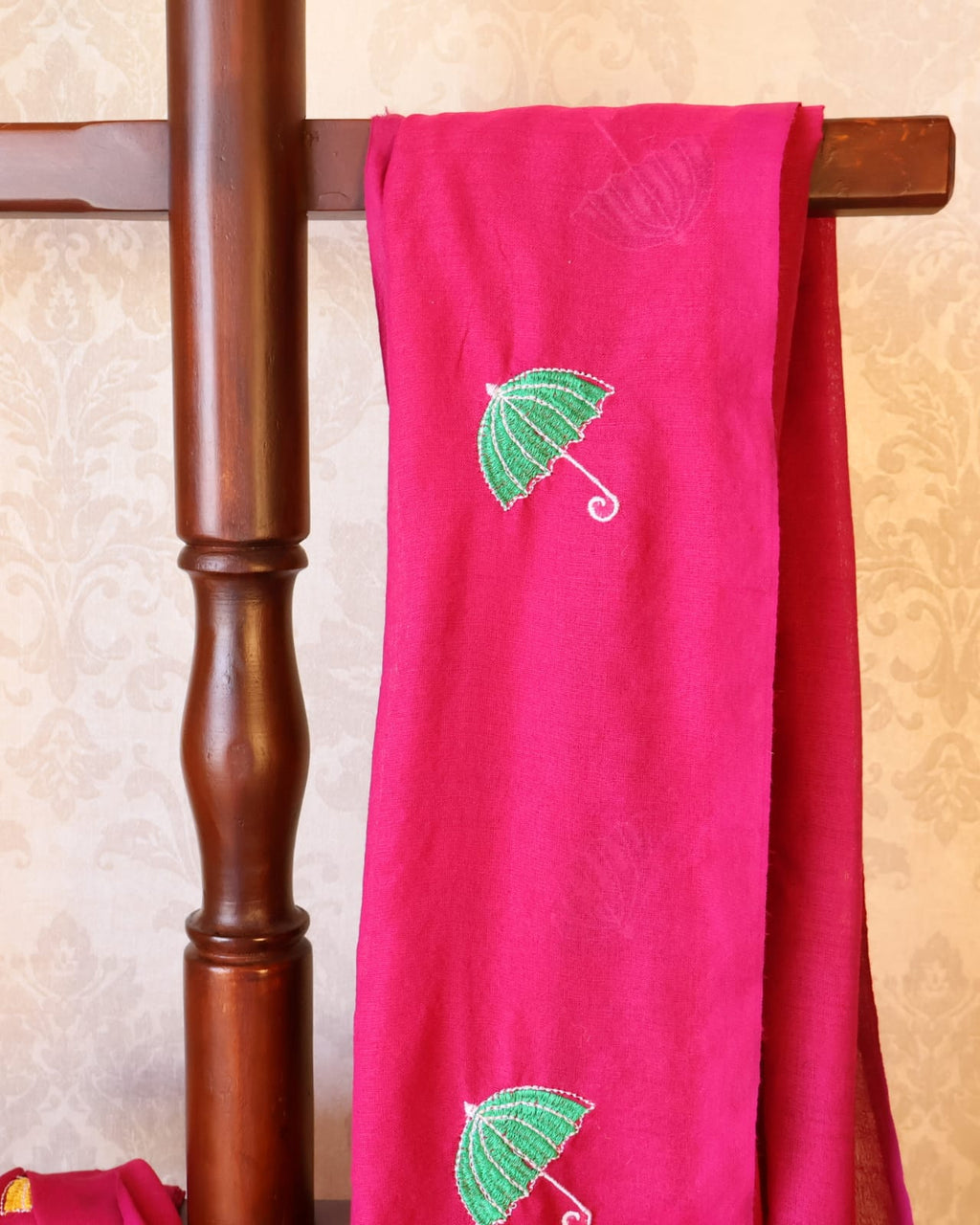Khadi Cotton Handwoven Saree with Machine Embroidery with blouse. Light weight easy to drape. Comfortable all day.