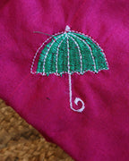 Khadi Cotton Handwoven Saree with Machine Embroidery with blouse. Light weight easy to drape. Comfortable all day.