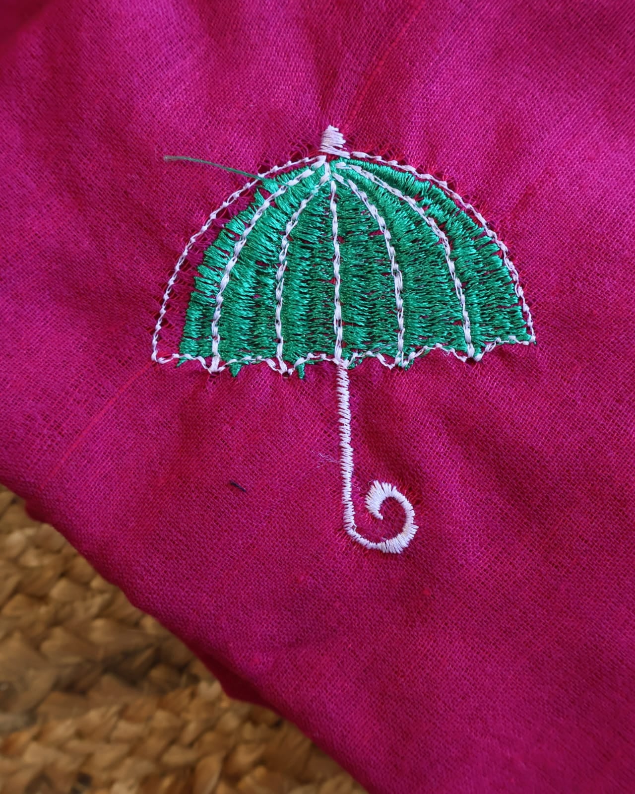 Khadi Cotton Handwoven Saree with Machine Embroidery with blouse. Light weight easy to drape. Comfortable all day.