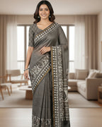 Chanderi Handloom Cotton Silk Saree with blouse – 20% Cotton 80% Silk. Light weight easy to drape. Comfortable all day .