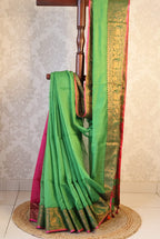 Handwoven Saree with Pure Zari cotton raw silk blend with blouse - Rajasthan. Lightweight, easy to drape . Comfortable all day .