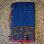 Handwoven Saree with Pure Zari cotton raw silk blend with blouse. Light weight easy to drape. Comfortable all day .