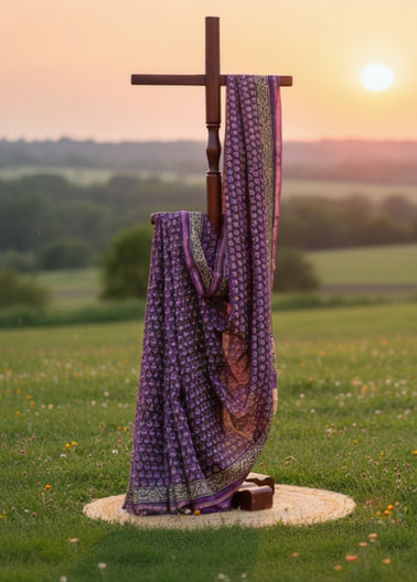 Chanderi Handloom Cotton Silk Saree with blouse – 20% Cotton 80% Silk. Lightweight Chanderi and comfortable, easy to drape . Comfortable all day .