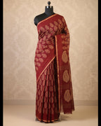 Chanderi Handloom Cotton Silk Saree – with blouse . Lightweight, easy to drape . Comfortable all day .