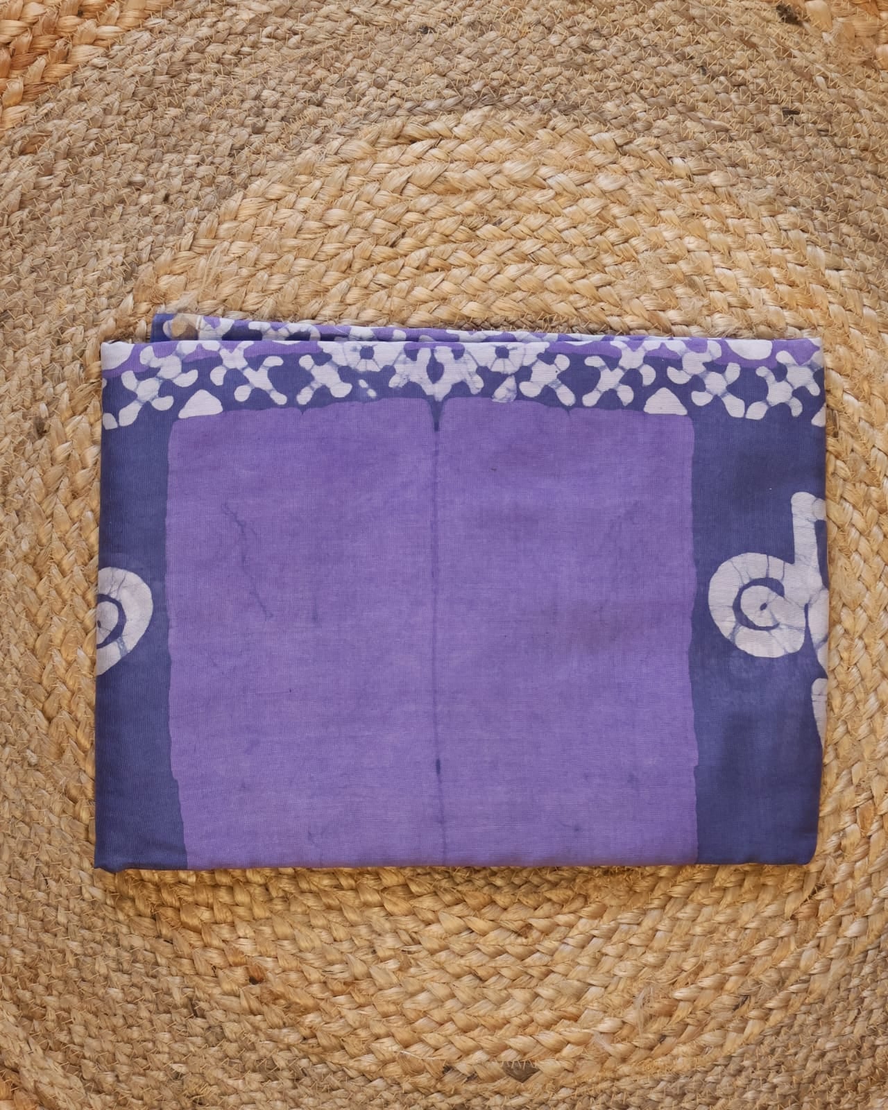 Light Purple Pure Chanderi Silk Saree with Elegant White Prints and Zari Border –  100% Handloom silk| Blouse Piece Included