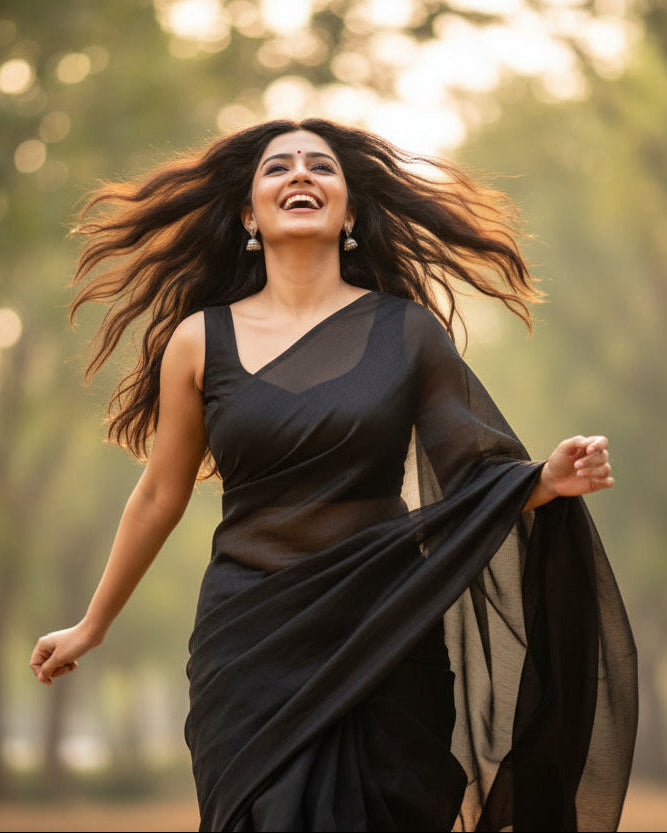 Handloom cotton Tissue Zari with blouse. Lightweight, comfortable all day. Easy to drape.
