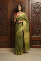 Pure Linen  Saree with blouse – Elegant, Professional & Handwoven. Light weight easy to drape. Comfortable all day .