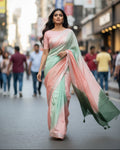 Pure Linen  Saree with blouse – Elegant, Professional & Handwoven Light weight easy to drape. Comfortable all day .