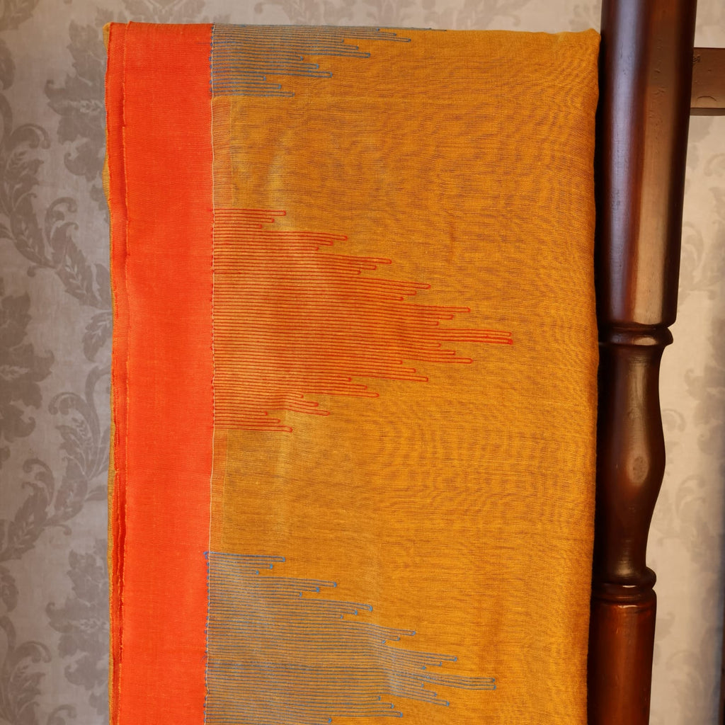 Handloom Cotton silk Temple weaving saree with blouse. Lightweight, comfortable all day. Easy to drape.