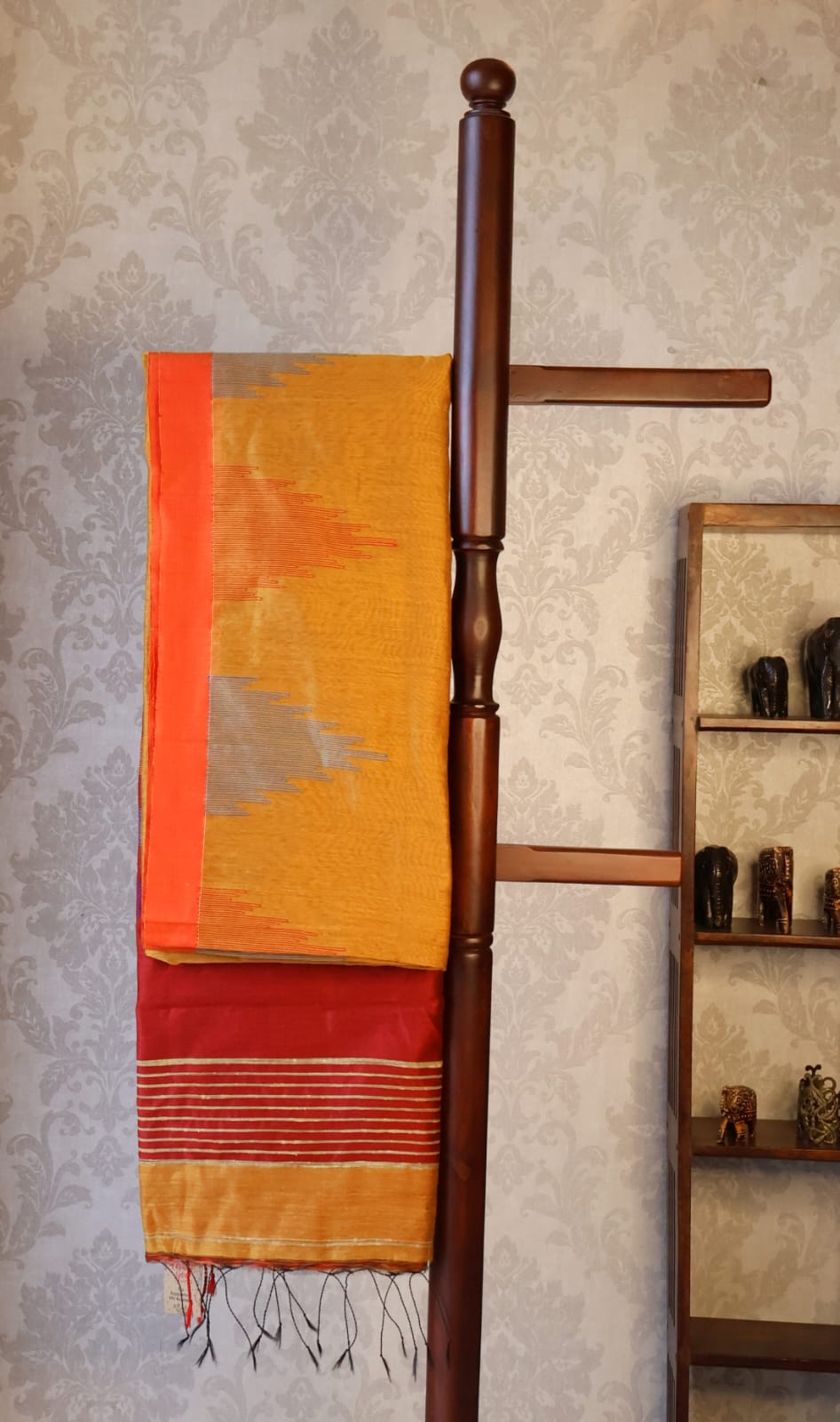 Handloom Cotton silk Temple weaving saree with blouse. Lightweight, comfortable all day. Easy to drape.