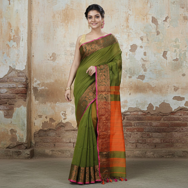 Cotton and raw silk blend