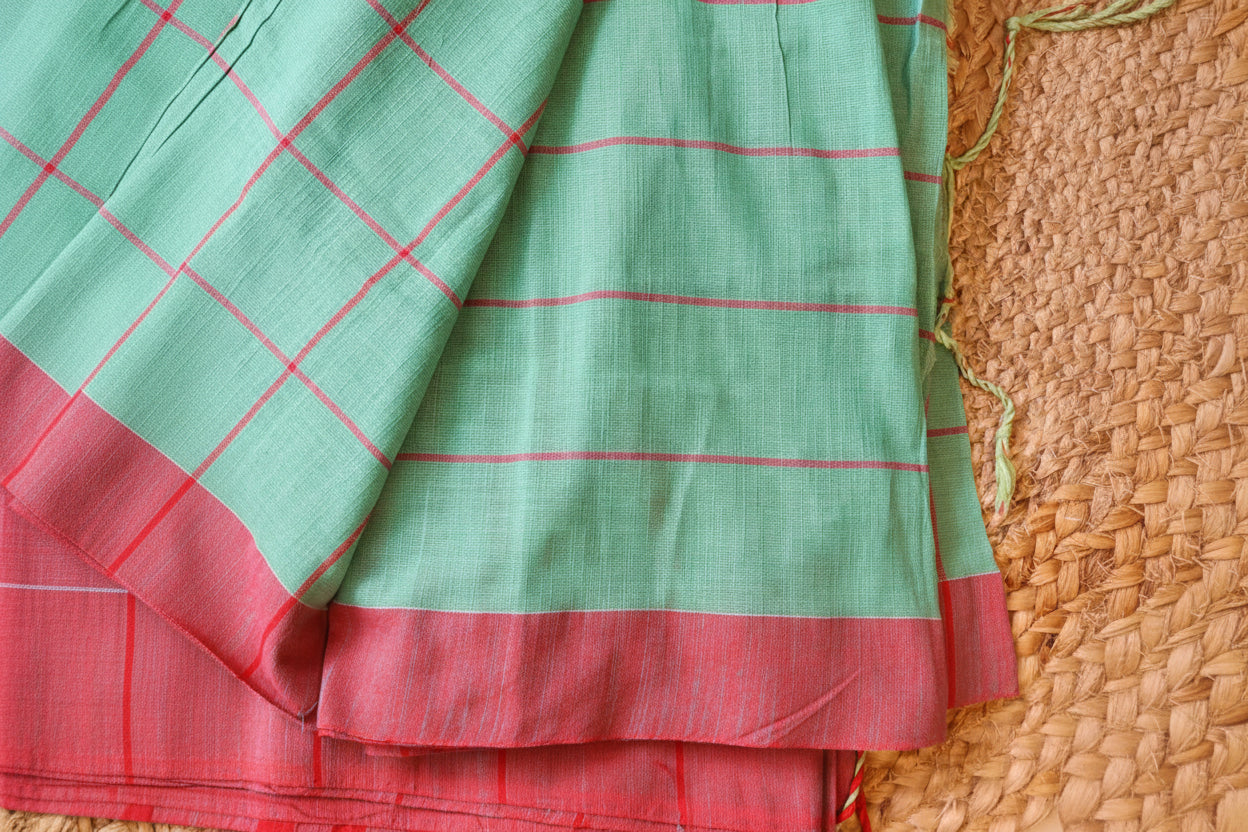 Pure Khadi cotton Saree with blouse – Elegant, Professional & Handwoven, Light weight easy to drape. Comfortable all day .