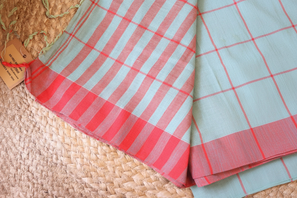 Pure Khadi cotton Saree with blouse – Elegant, Professional & Handwoven, Light weight easy to drape. Comfortable all day .