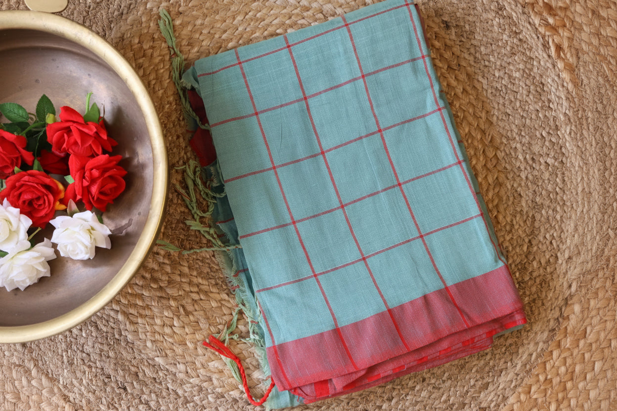 Pure Khadi cotton Saree with blouse – Elegant, Professional & Handwoven, Light weight easy to drape. Comfortable all day .