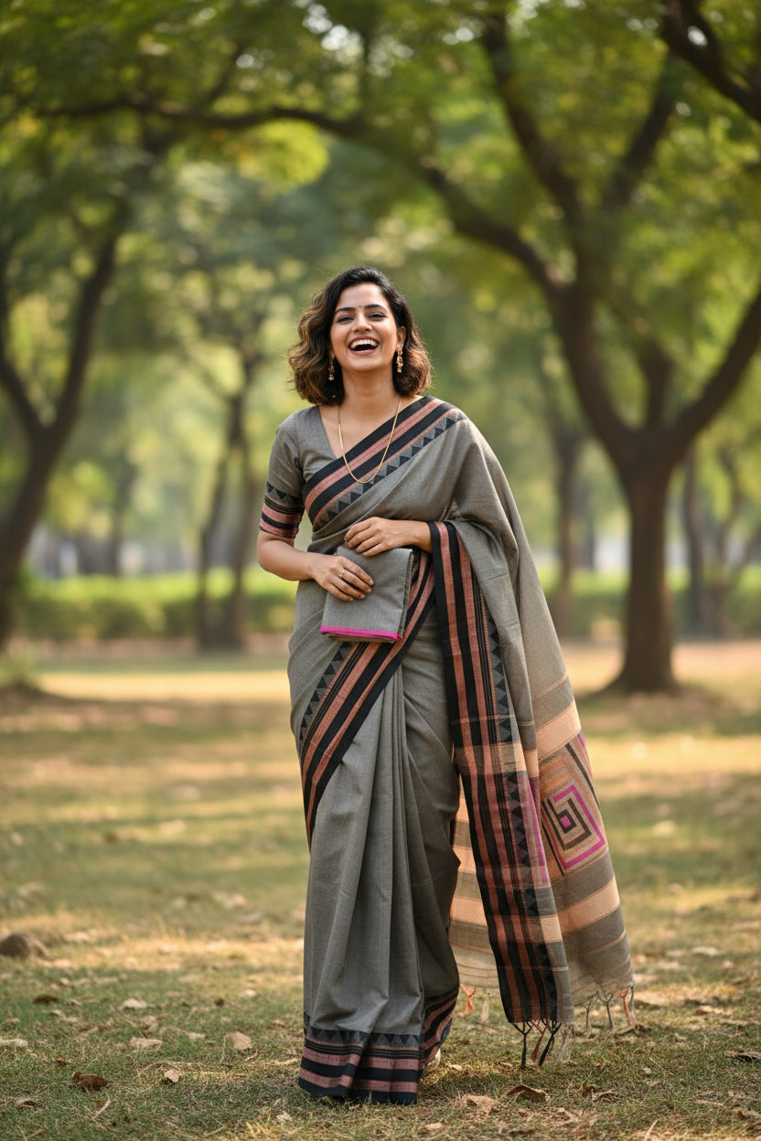 Narayanapet Cotton Handloom Sarees with blouse. Light weight easy to drape. Comfortable all day .
