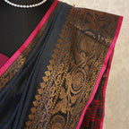 Handwoven Saree with Pure Zari cotton raw silk blend with blouse. Light weight easy to drape. Comfortable all day.