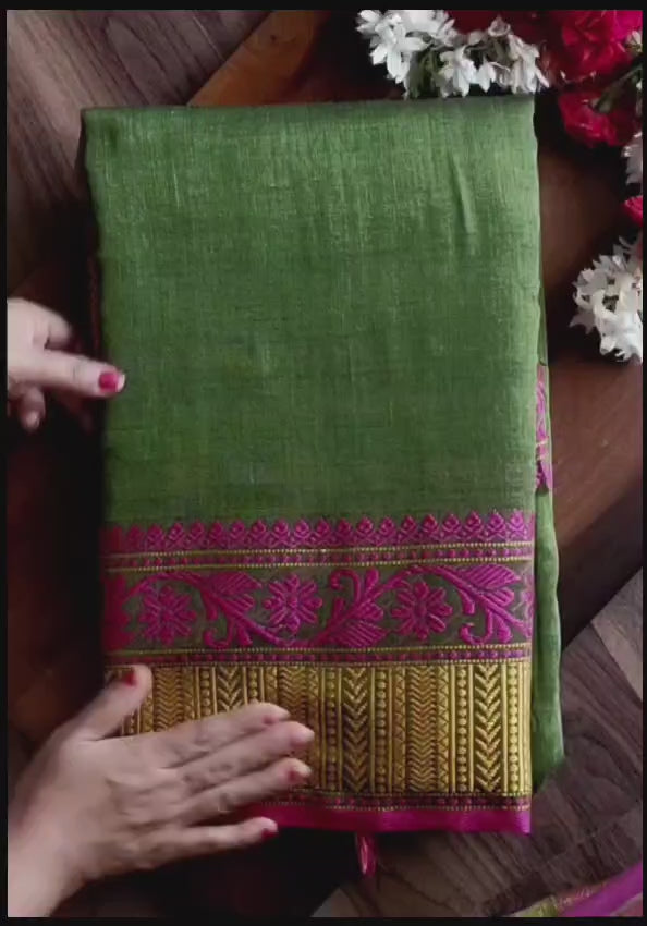Pure Dhaniakhali Khadi Cotton Saree  with blouse – Elegant, professional & handwoven, light weight easy to drape. Comfortable all day.