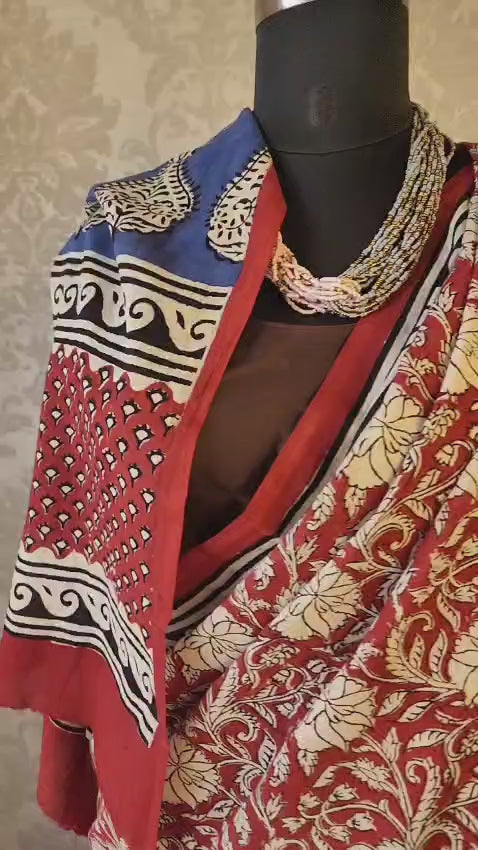 Mulmul pure cotton Sarees block print with blouse. Lightweight, easy to drape . Comfortable all day .