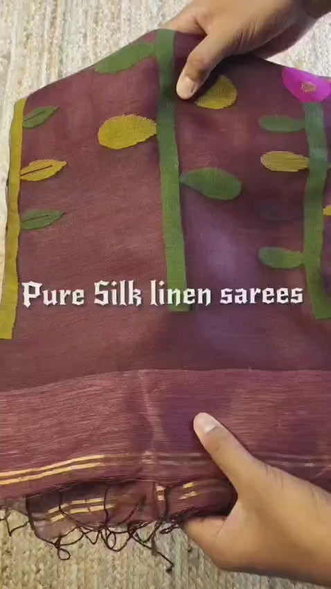 Silk Linen Jamdani Saree – West Bengal Handloom