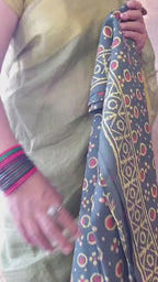 Mulmul pure cotton Sarees block print with blouse . Lightweight, easy to drape . Comfortable all day .